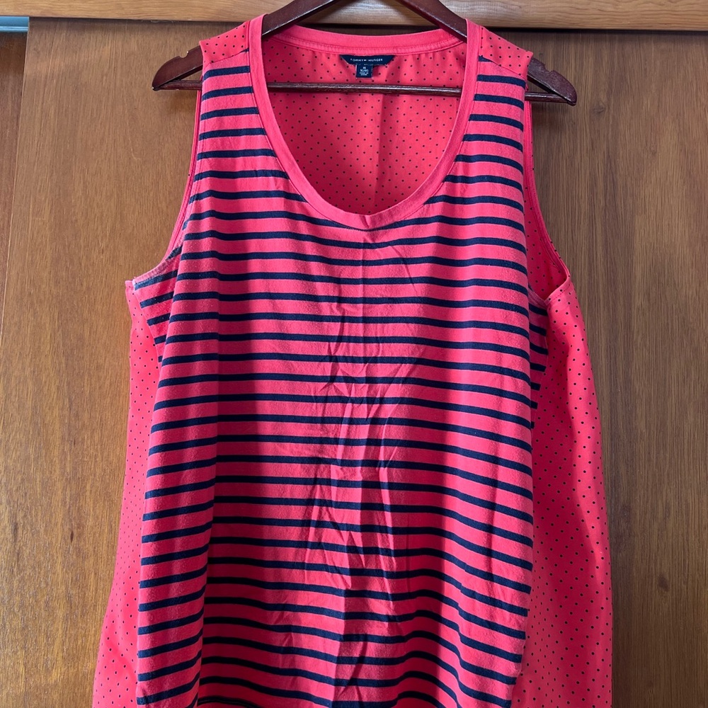 Tommy Hilfiger Red and Navy Striped Tank Top